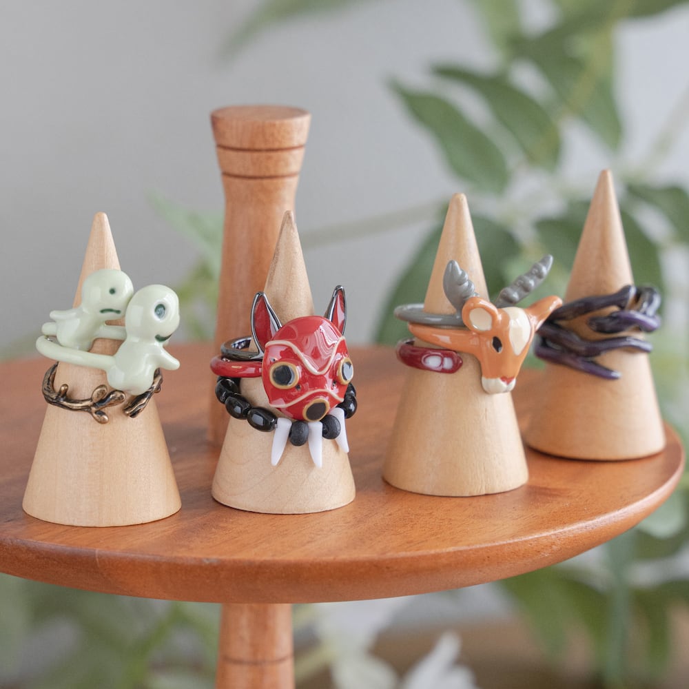 Studio Ghibli Princess Mononoke Wolf Triple Ring – Adjustable Size Rare Collectable