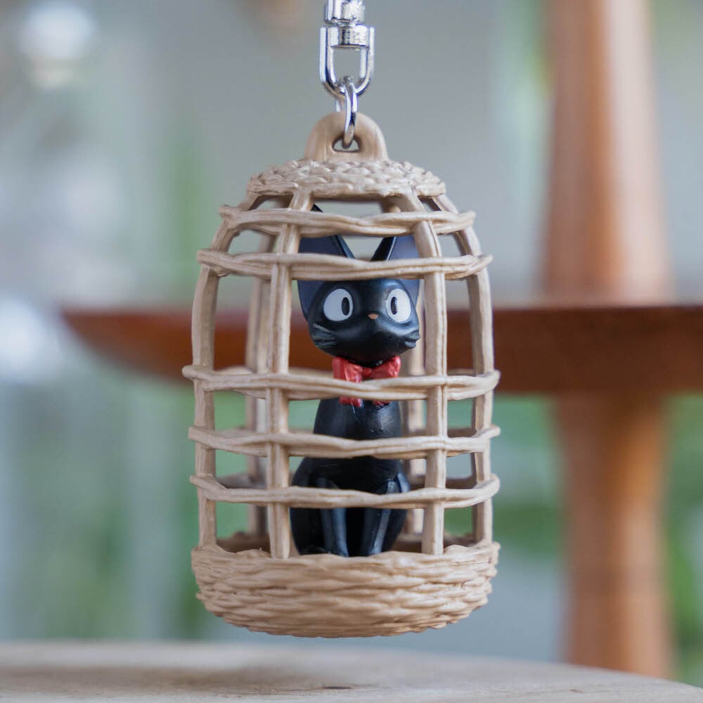 Studio Ghibli Kiki’s Delivery Service Jiji in Basket 3D Keyring
