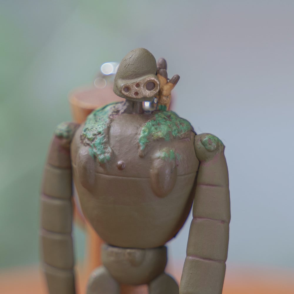 Studio Ghibli Castle in the Sky Garden Robot Soldier & Fox Squirrel Moving 3D Keyring