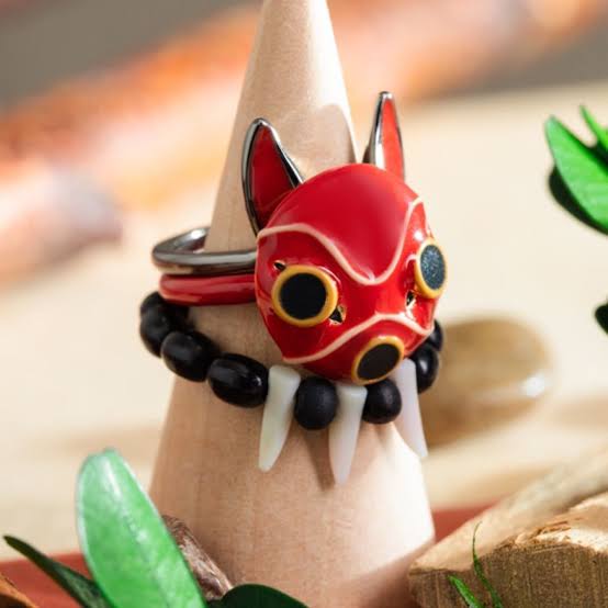 Studio Ghibli Princess Mononoke San’s Mask Triple Ring – Adjustable Size Rare Collectable