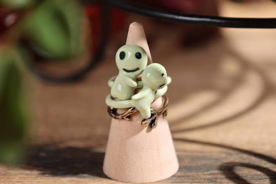 Studio Ghibli Princess Mononoke Kodama Triple Ring – Adjustable Size Rare Collectable