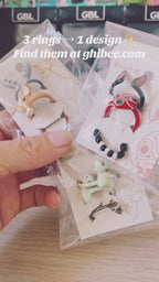 Studio Ghibli Princess Mononoke San’s Mask Triple Ring – Adjustable Size Rare Collectable