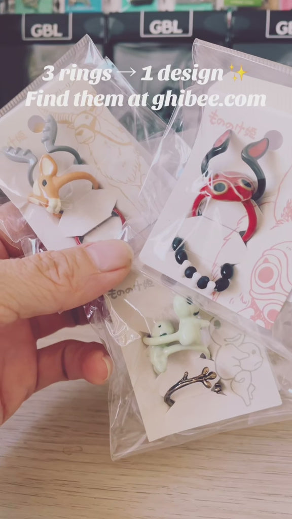 Studio Ghibli Princess Mononoke San’s Mask Triple Ring – Adjustable Size Rare Collectable